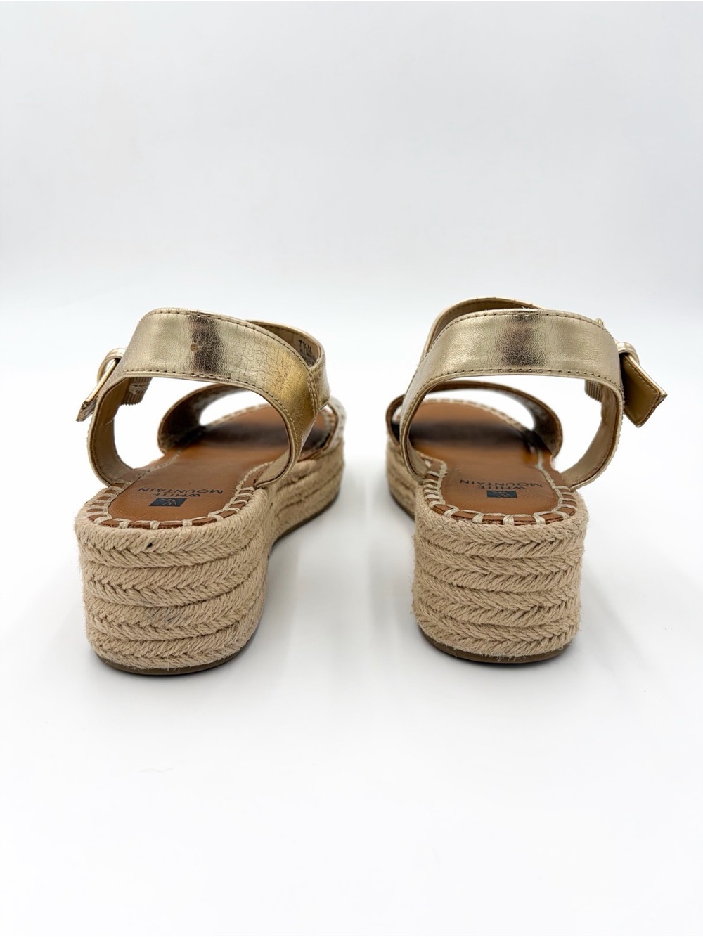 Women’s White Mountain Metallic Gold Espadrille Platform Sandals Size 7.5 - Picture 8 of 13